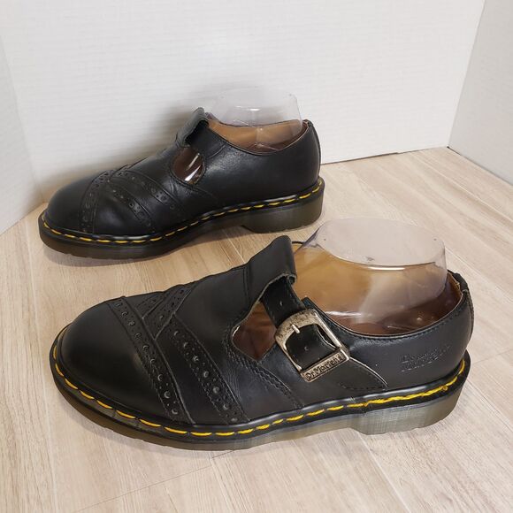 Doc Martens 8065 Mary Jane Black Leather Shoes Women’s Size 6 Vtg 90s Double - Picture 2 of 10
